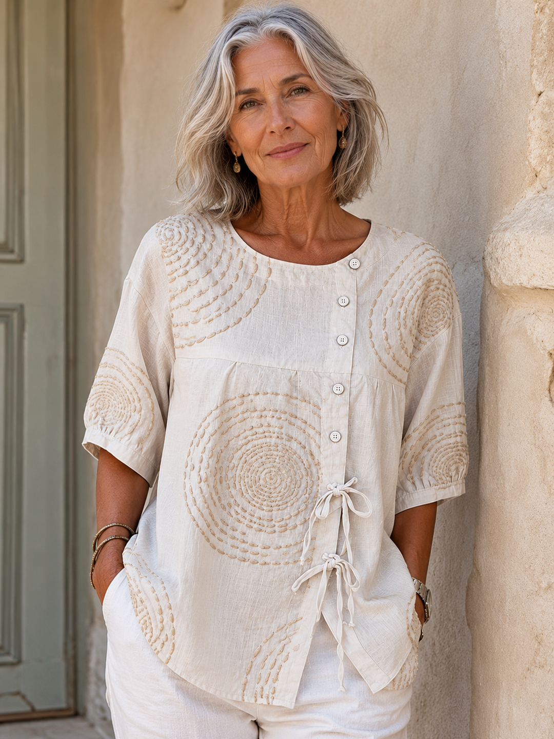 Emeline™ Soft Embroided Linen Top