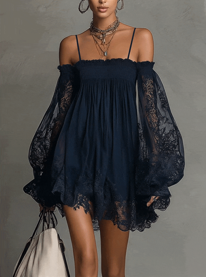 Camille | Elegant Lace Off Shoulder Mini Dress